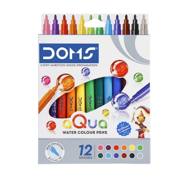 DOMS Aqua Water Colour Pens - 12 Shades
