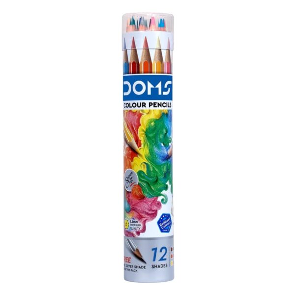 DOMS Pencil Colours, 12 Shades, Tin Packing