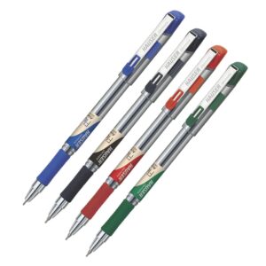 A collection of the Fluidic Pens in blue, black, and red.