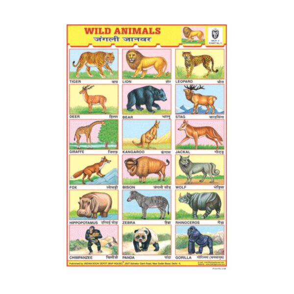 Wild Animals - Cut & Paste Educational Chart Paper