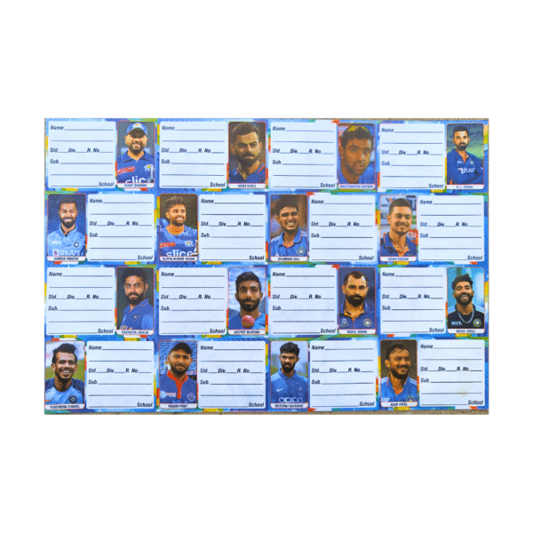 Cricketers Notebook Name Stickers – 1 Sheet