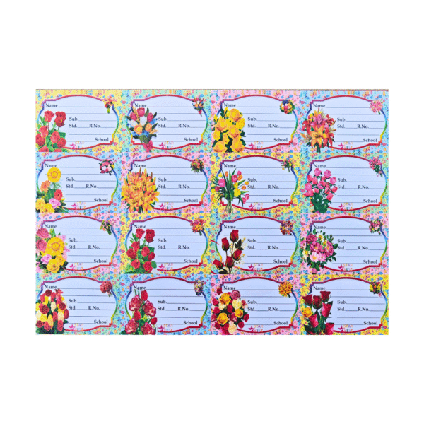 Flowers Notebook Name Stickers – 1 Sheet