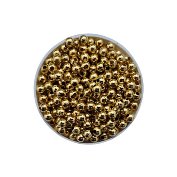 Golden Polished Round Shape Beads – 4 MM, 40g