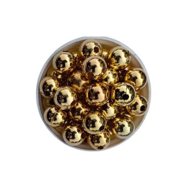 Golden Polished Round Shape Beads – 10 MM, 40g