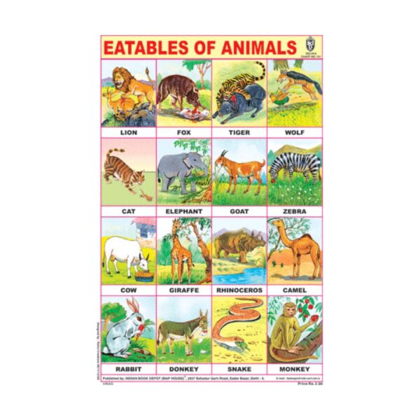 Eatables of Animals – Cut & Paste Educational Chart Paper