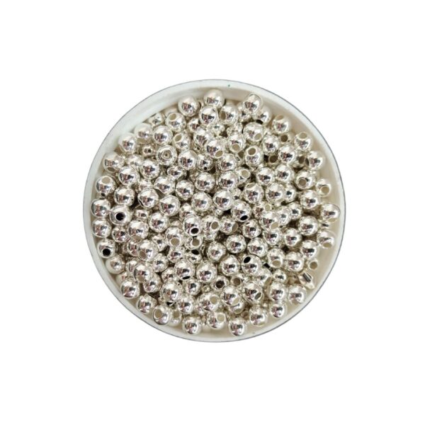 Silver Round Shape Beads - 3 MM, 40g