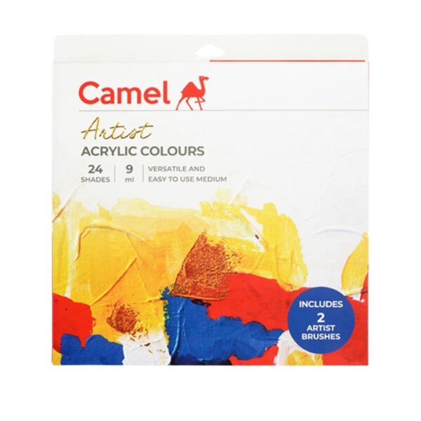 Camel Artist Acrylic Colours – Pack of 24 Shades (9ml Tubes)