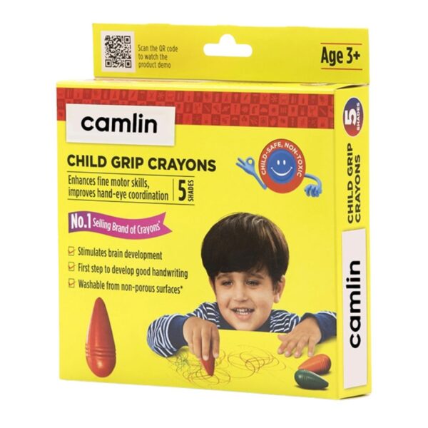 Camlin Child Grip Crayons – 5 Shades