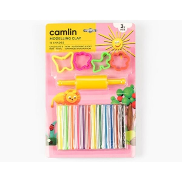 Camlin Modelling Clay – 12 Shades, 200g (with Moulds)