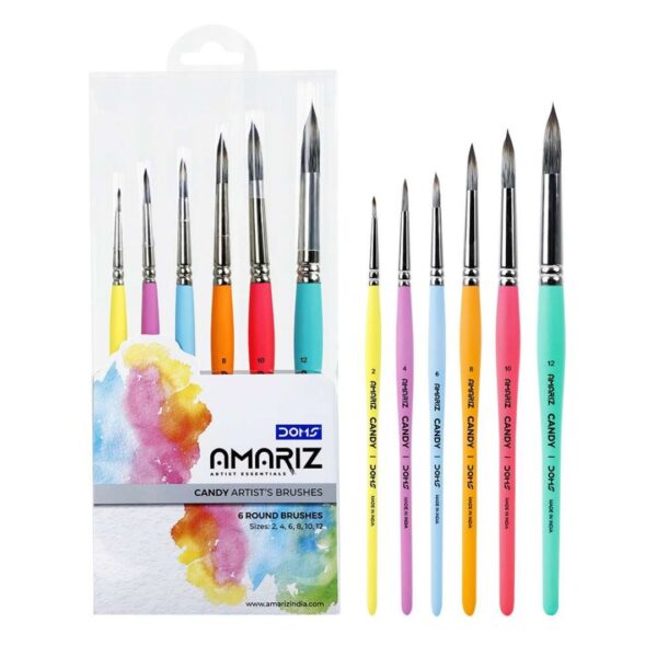 DOMS Amariz Candy Artist’s Brushes – Set of 6 Round Brushes