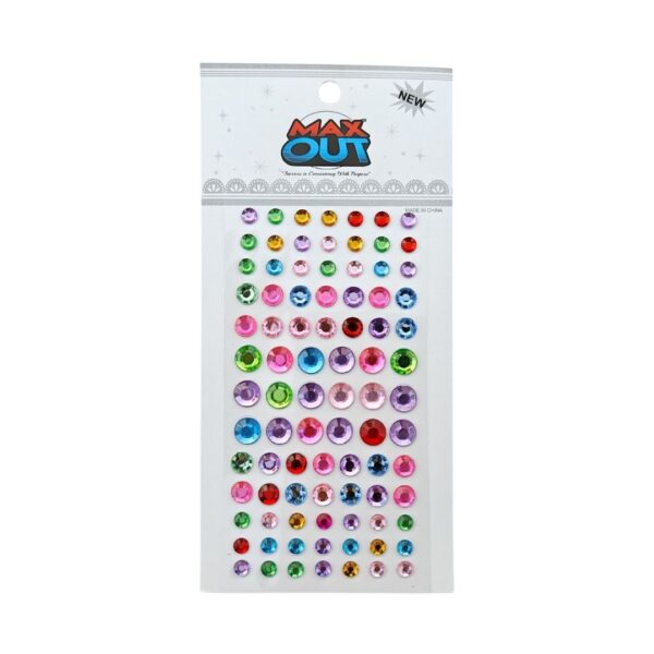 Multicoloured Self-Adhesive Stones - Round Assorted Size