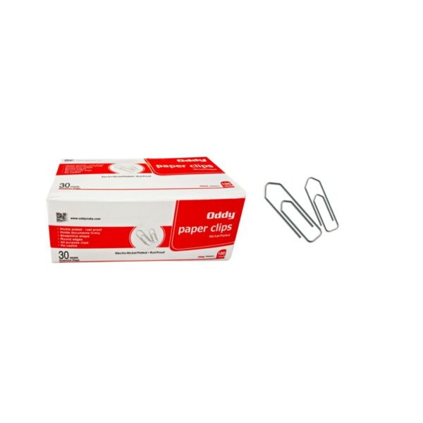 Oddy Paper Clips Nickel Plated - 30mm, 100 Clips