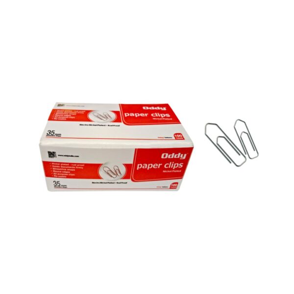Oddy Paper Clips Nickel Plated - 35mm, 100 Clips