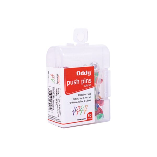 Oddy Multicoloured Push Pins - 50 Pins (Transparent)