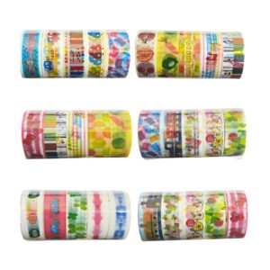 Set of 5 Assorted Designs Washi Tapes rolls, displaying various patterns.