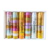 A set of 5 Assorted Glossy Washi Tapes rolls, displaying various patterns with a sheen