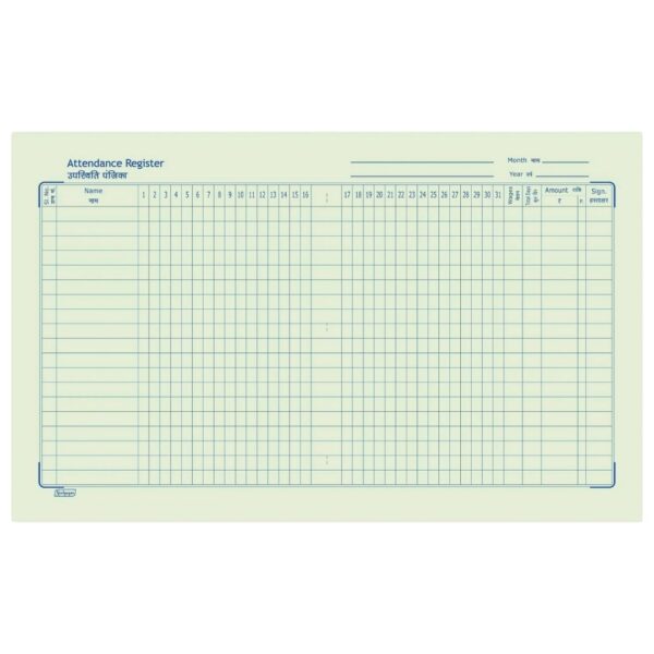 A Neelgagan Attendance Book opened to a page with attendance columns.