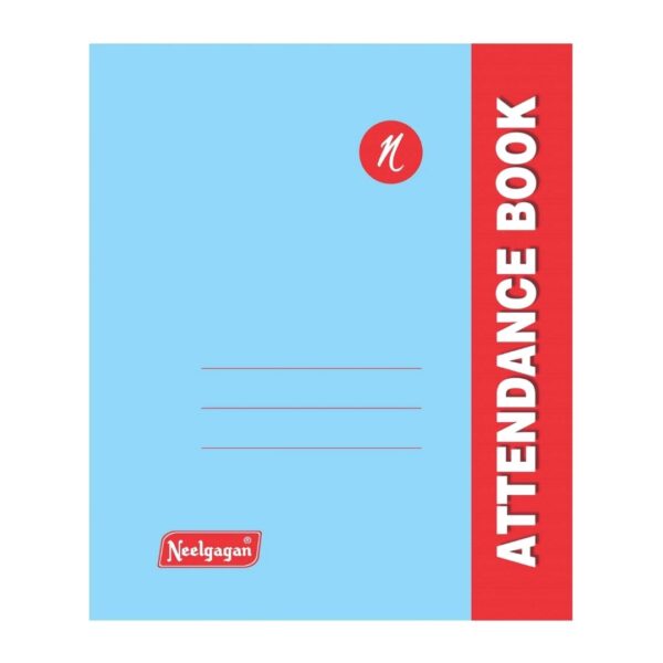 A Neelgagan Attendance Book opened to a page with attendance columns.