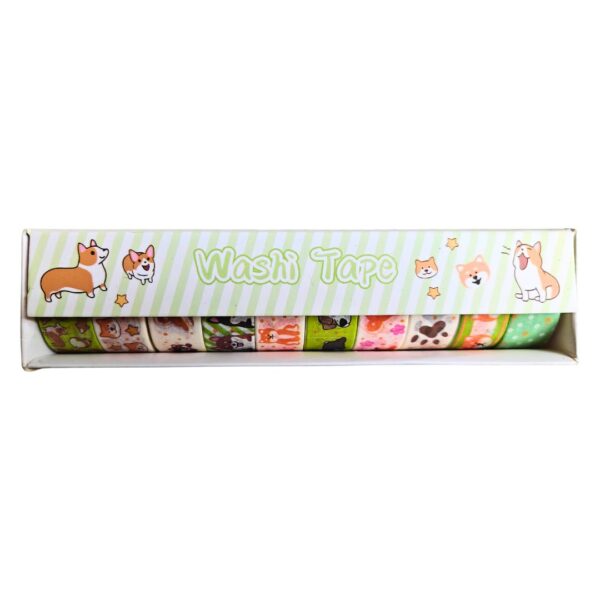 A set of 10 Cute Washi Tapes for Projects & Crafts showing various patterns and colours.
