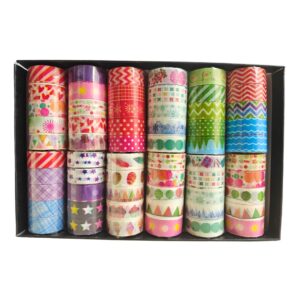A set of 5 Multicoloured Foil Print Washi Tapes displayed showing various colours and patterns.