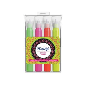 A set of 4 Fevicryl 3D Neon Liner tubes in yellow, orange, green, and pink.