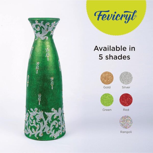 A pot shimmering with designs created using Fevicryl 3D Glitter Outliners.