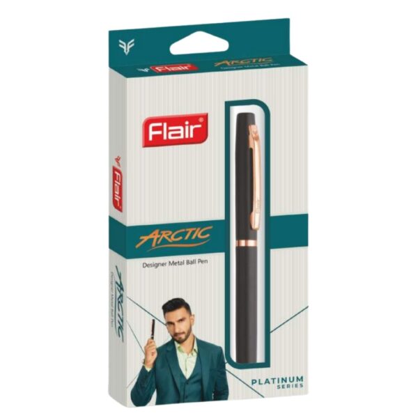 Flair Arctic Metal Ball Pen showcasing its premium matte black and slim design.