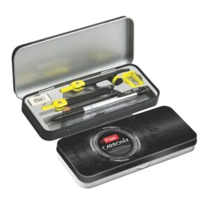 Flair Carbonix Geometry Box opened, displaying its black matte finish instruments.