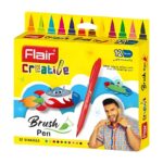 Flair Creative Brush Pens - 12 Shades set, displaying the full range of colours and flexible brush tips.