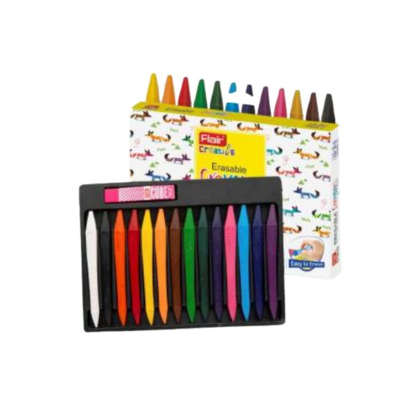 Flair Creative Erasable Crayons - 12 Shades pack, showing the crayon tips.