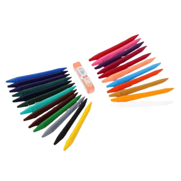 Close-up of a Flair Creative Erasable Crayon being used to erase a mark.