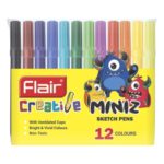 Flair Creative Miniz Sketch Pens - 12 Shades set, displaying the small pens in their bright colours.