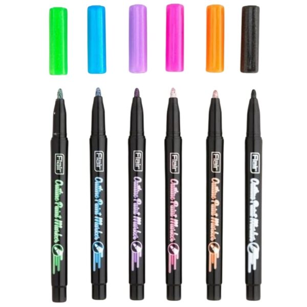 Flair Creative Outline Paint Markers - 06 Shades set, displaying the markers.