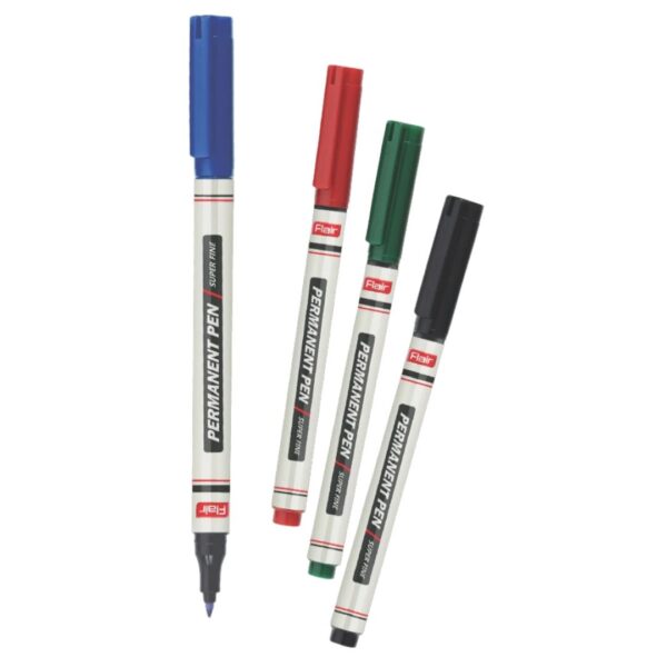 Flair CD-DVD Permanent Pen Marker in black, next to a CD/DVD.