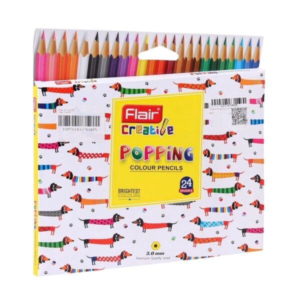 Flair Creative Popping Colour Pencils - 24 Shades set, displaying the wide range of vibrant colours.
