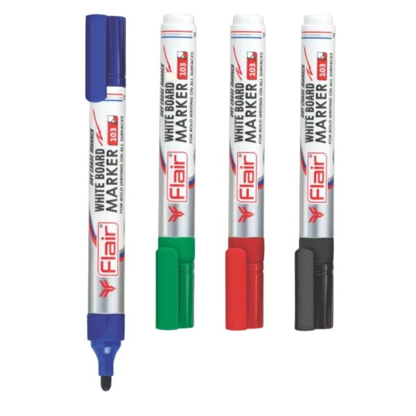 Flair Whiteboard Marker 103 in red, standing upright.