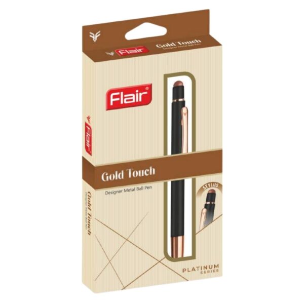 Flair Gold Touch Metal Ball Pen showcasing its stylus tip and rose gold trims