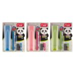 Flair Inky DX Student Kit components laid out: fountain pen, X-Large jumbo ink cartridges, ink converter, Flair Inky eraser, Flair eraser, AeroBox.