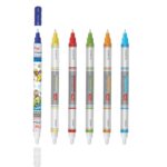 Flair Inky Fountain Pen Eraser on a page, next to a Flair Inky fountain pen, showing erased text.