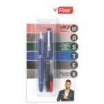Flair Inky Master Fountain Pen in a selection of its vibrant body colours, alongside ink cartridges and converter.