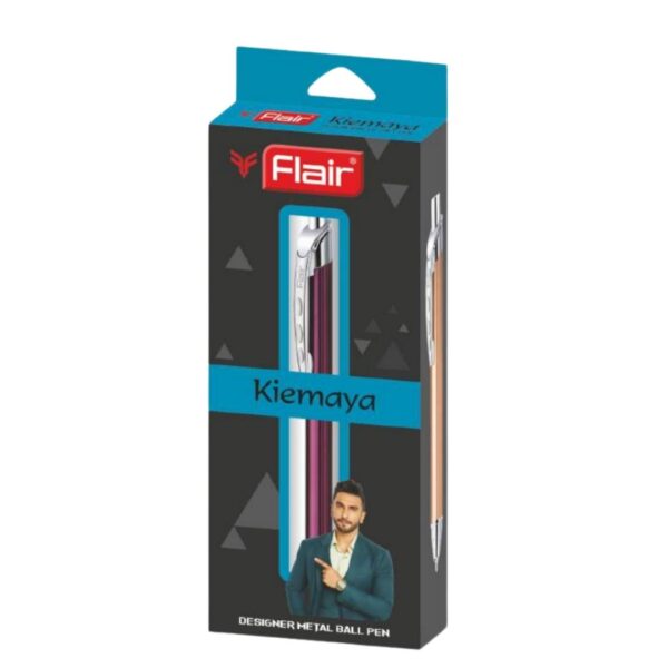 Flair Kiemaya Metal Ball Pen showcasing its stylish clip and shiny metallic body in various colors