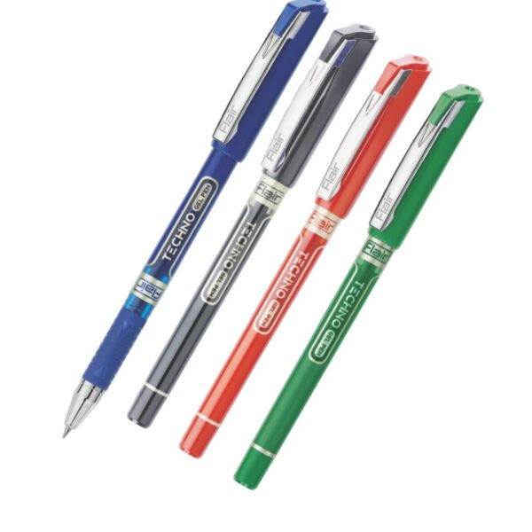 Flair Techno Gel Pen in waterproof ink with 4 vibrant colors.