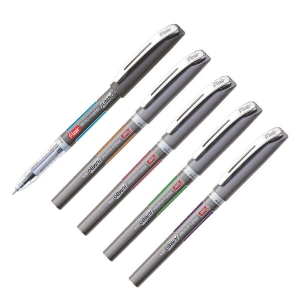 Flair Writo Meter Jumbo Ball Pen with extra ink refill and soft grip.