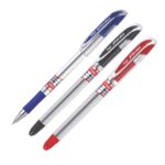 Flair Xtra Mile Ball Pen with rubber grip and acu-flow system.
