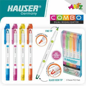Hauser Combo Dual Highlighter pack, showing the 5 highlighters in various colours