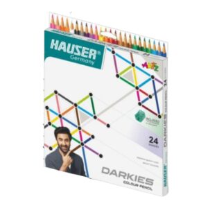 Hauser Darkies Colour Pencils - 24 Shades set, showcasing the wide range of colours and hexagonal shape.