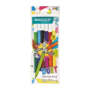 Hauser Duet Sketch Pens - 12 Shades showing the pens connected to form dual colours.