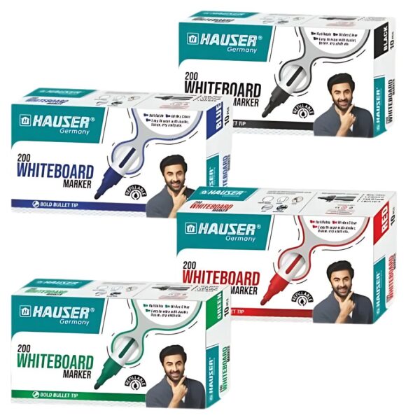 A hand writing on a whiteboard with a Hauser 200 Whiteboard Marker.