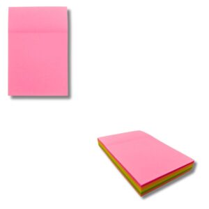 A stack of JC Neon Stick Notes (2x3 inches) in assorted neon colours.
