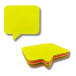A stack of JC Rectangular Comment Shape Stick Notes in assorted neon colours.